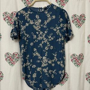 H&M x GP & J Baker Blue Floral Top